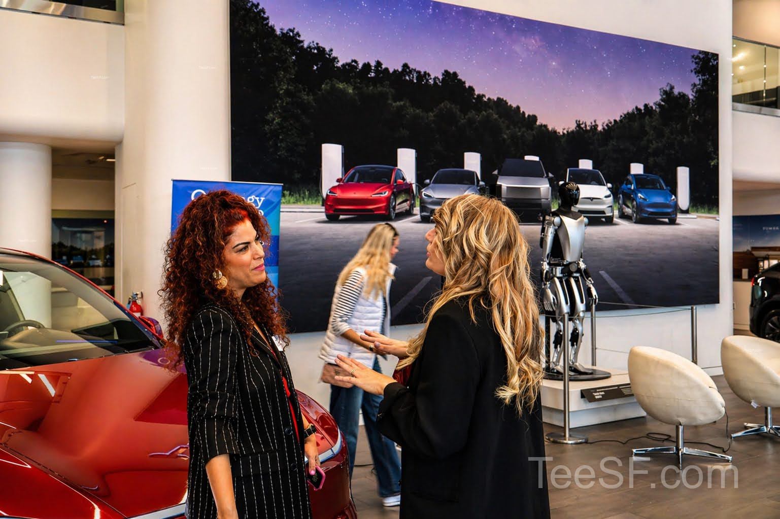 A photo from a pitch night event at Tesla in San Francisco.